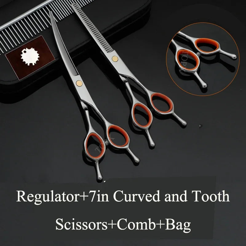 Pet Grooming Curved Scissors Set For Dogs Professional Trimming Bent Scissors Teddy Cutting Clippers