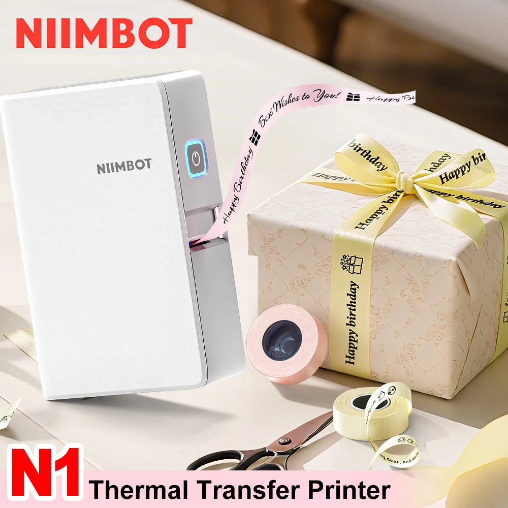 Niimbot N1 Mini Thermal Transfer Label Sticker Printer B18 Label Maker With Ribbon PET Papers For Jewelry Store Cable Cosmetics