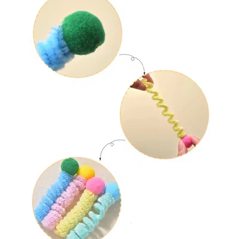 4Pcs Cat Spring Toys Interactive Pet Toys for Cats Colorful Random Color Designed for Cats' Solo Play, Relieves Boredom Feline