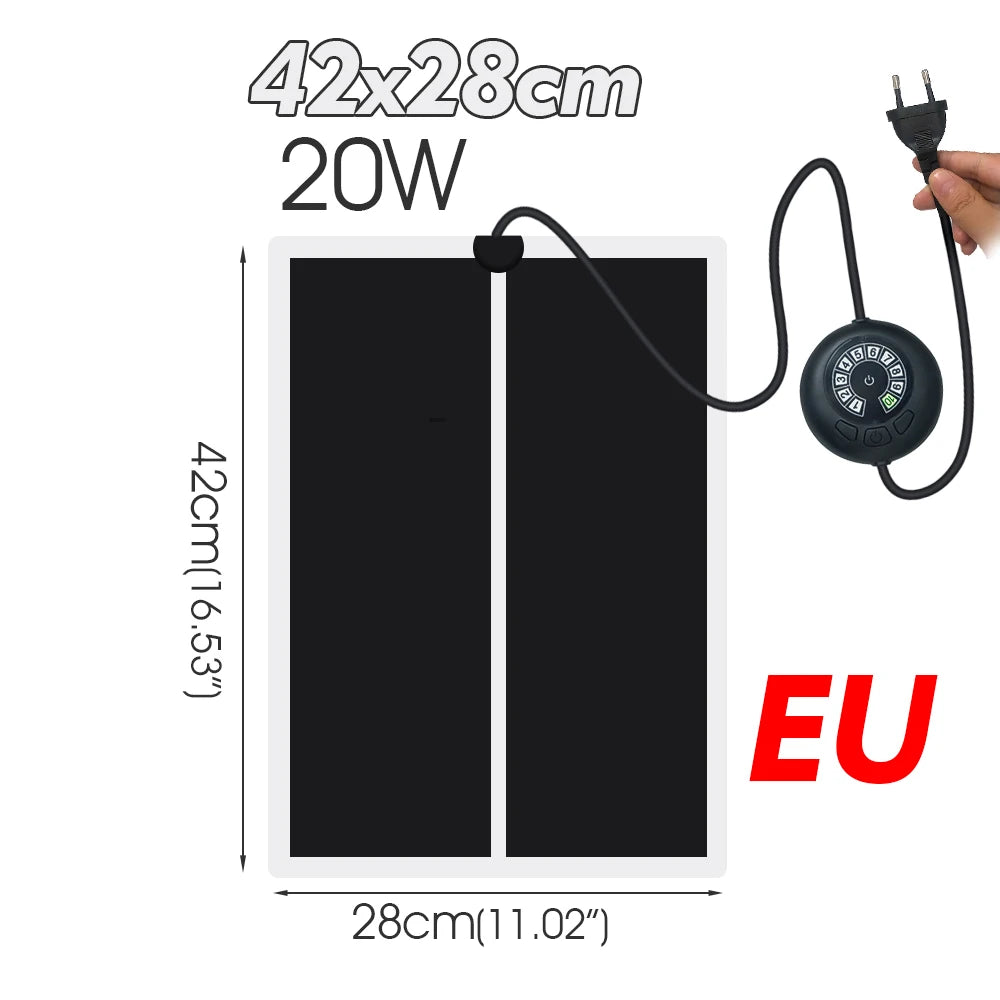 EU/US/UK/AU Farm Reptiles Heating Mat with Temperature Controller forTerrarium Climbing Pet Warm Heat Pad 7-Levels 2/4/8H Timing