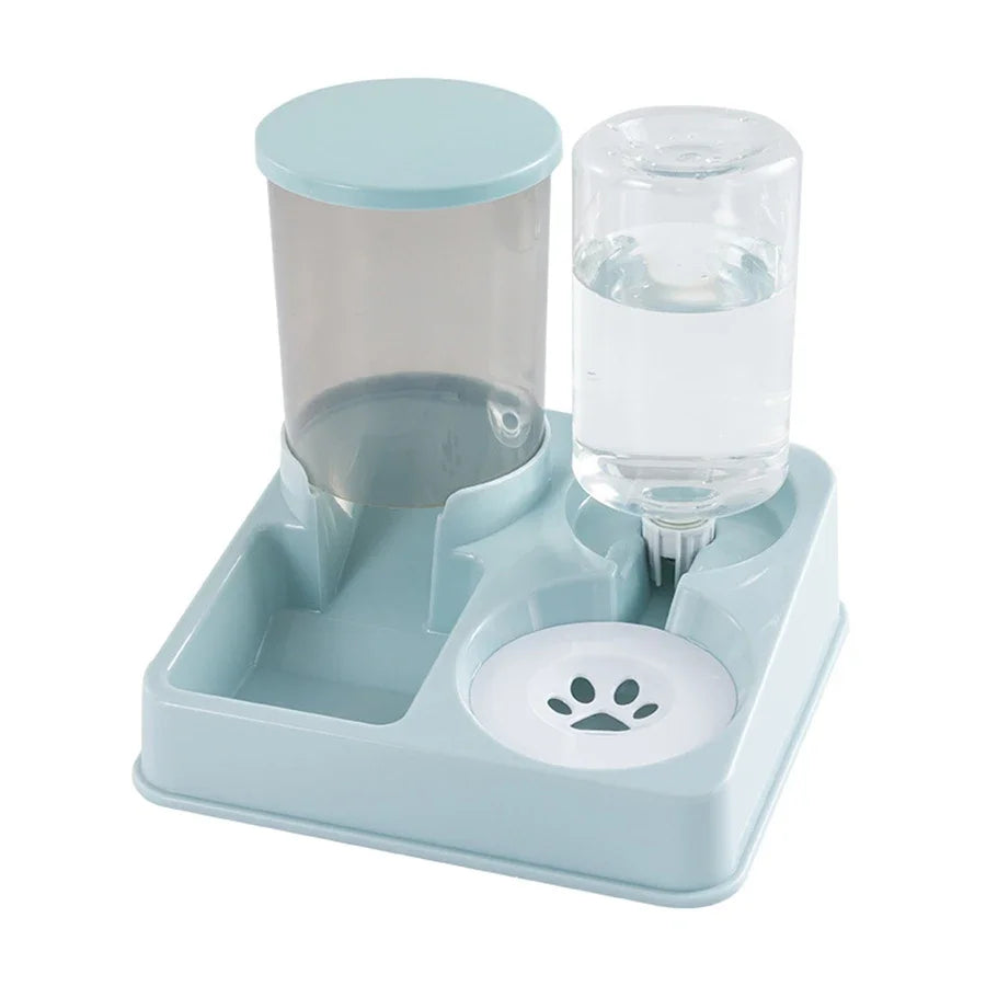 PawMate Automatic Cat Feeder And Water Dispenser Set - 2 In 1 Tilted Gravity Feeder And Waterer