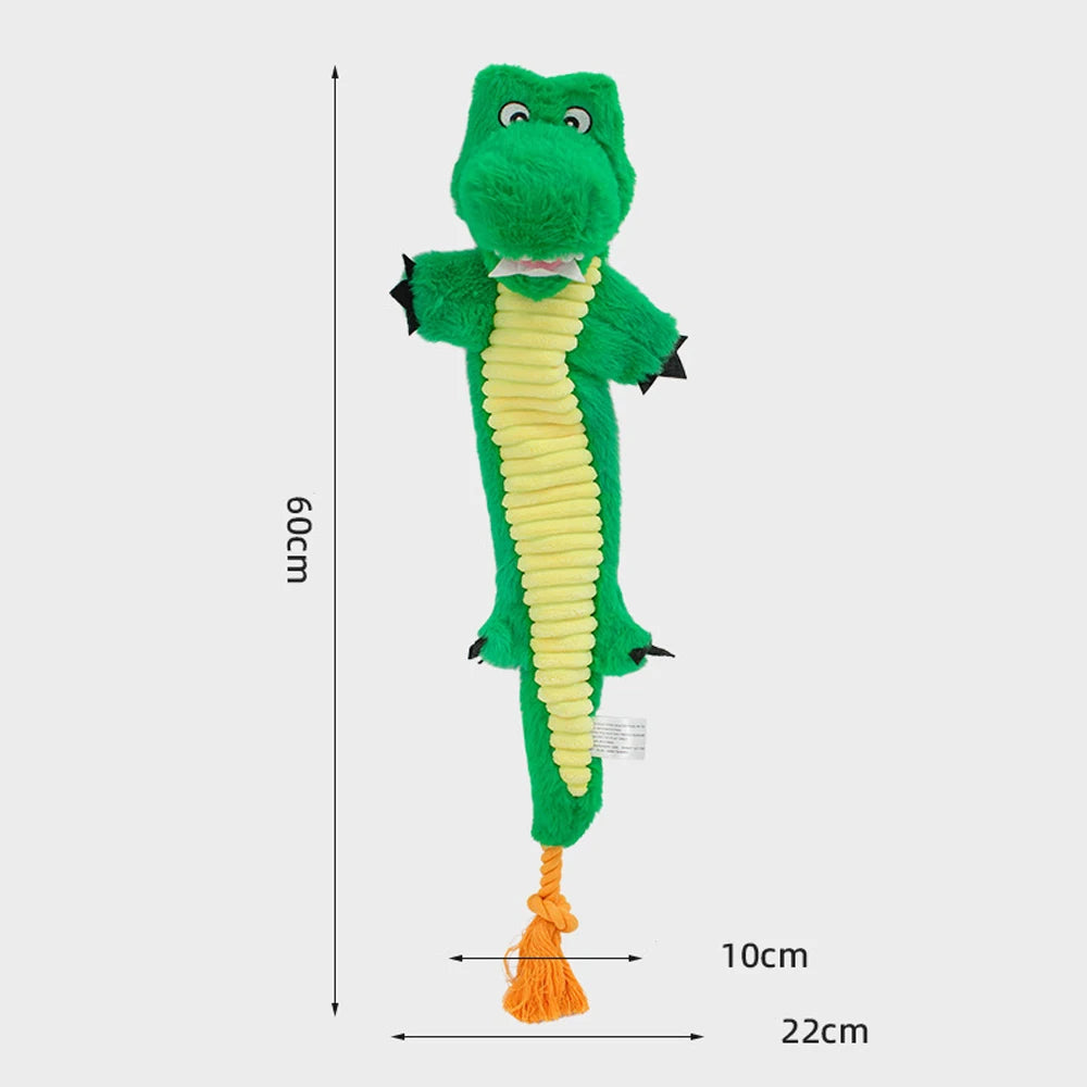 Plush Rope Knot Sound Squeak Dog Toy Cartoon Crocodile Snake Lizard Chew Pet Toy