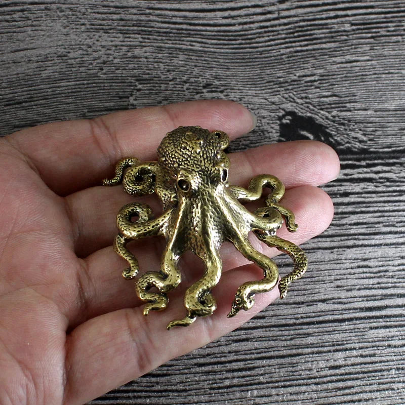 Brass Retro Octopus Cuttlefish Creative Marine Organism Office Desktop Ornament Accessories Small Tea Pet  Souvenir Gifts