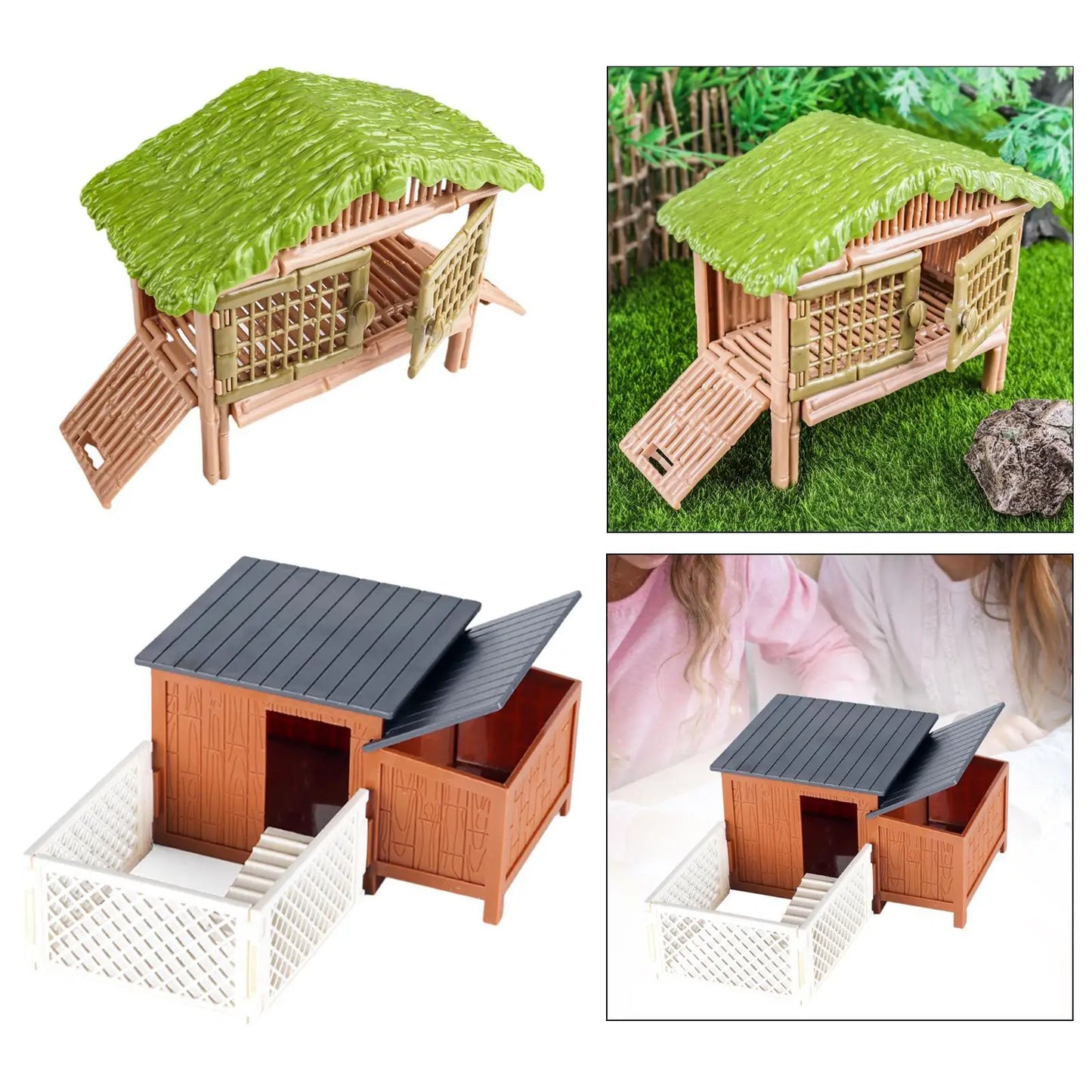 Chicken Cage Toy,Farm Landscape Model Ornaments,Micro Landscape Farmhouse Toy,Miniatures Chicken House for Kids