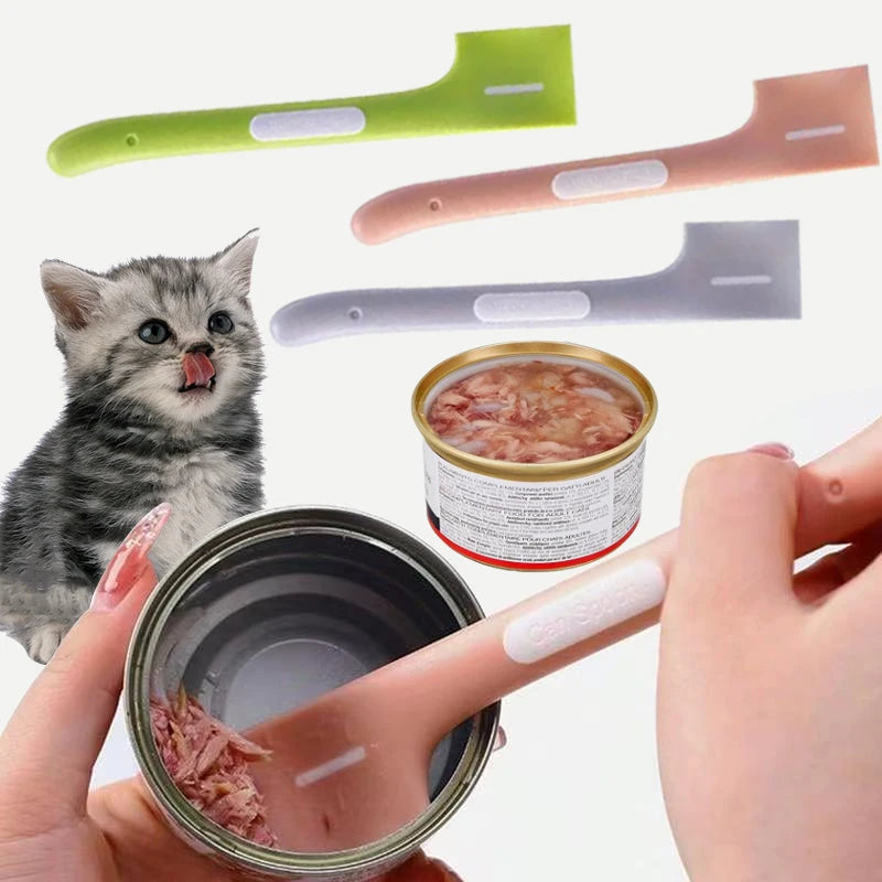 1Pcs/2Pcs Random Color Can Spoon, Silicone Cat Food Can Spoon - Easy-To-Clean Pet Food Spoon and Can Opener, Suitable for Wet Food and Dog Food Can Lids