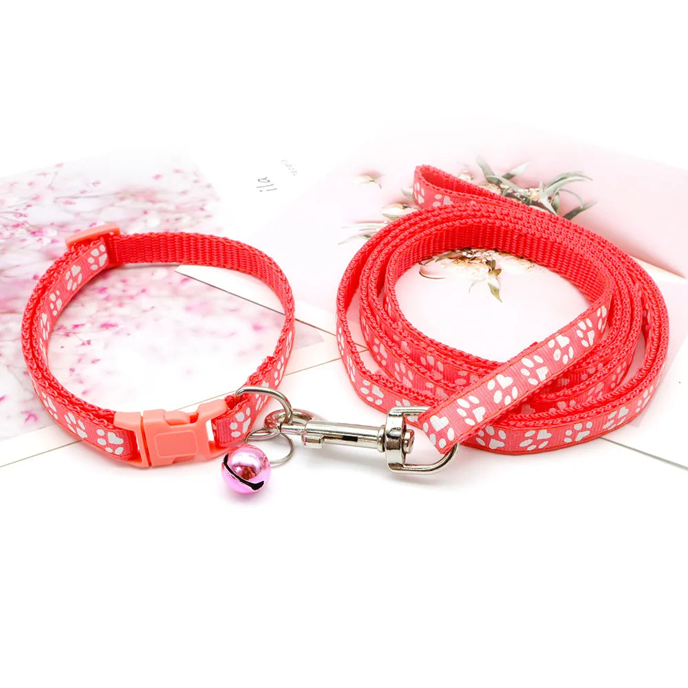 1pc Cute Dog Leash and Collar Set 1.2M for Puppy Cat Traction Rope Dog Collar Harness Durable Walking Pet Supplies Anti-lost