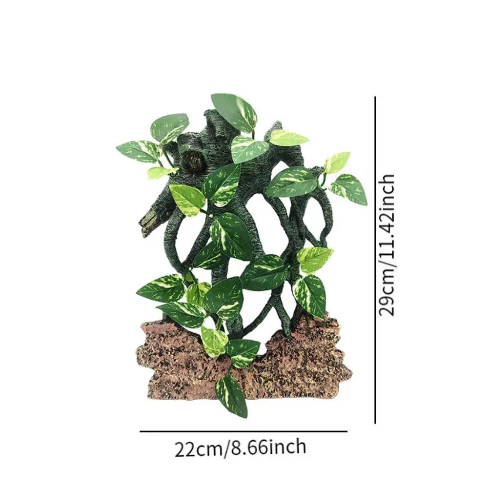 Reptile Climbing Branch Suction Tree Branch with Leaves Gecko Terrarium Decoration Snake Enclosure Decor Lizard Habitat Decor