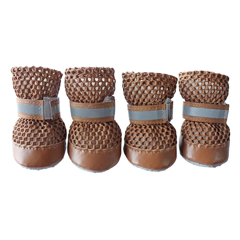 4PCS Summer Dog Shoes Breathable Anti-Slip Wear-Resistant Dog Outdoor Boots for Small Medium Dogs Cats Puppy Pet Accessories