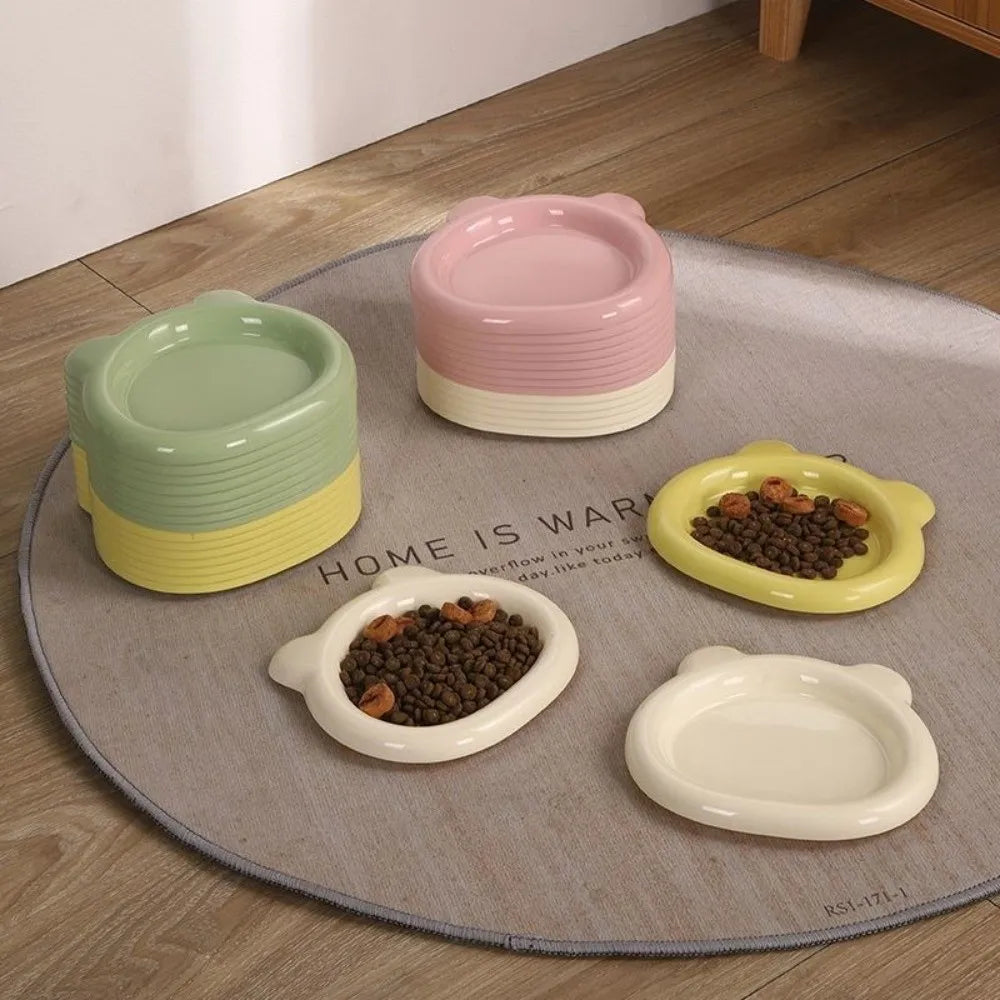 Durable Plastic PP Cat Bowls Cute Ins Kitten Bowl Little Bear Pet Supplies for Puppy Cat Home & Garden