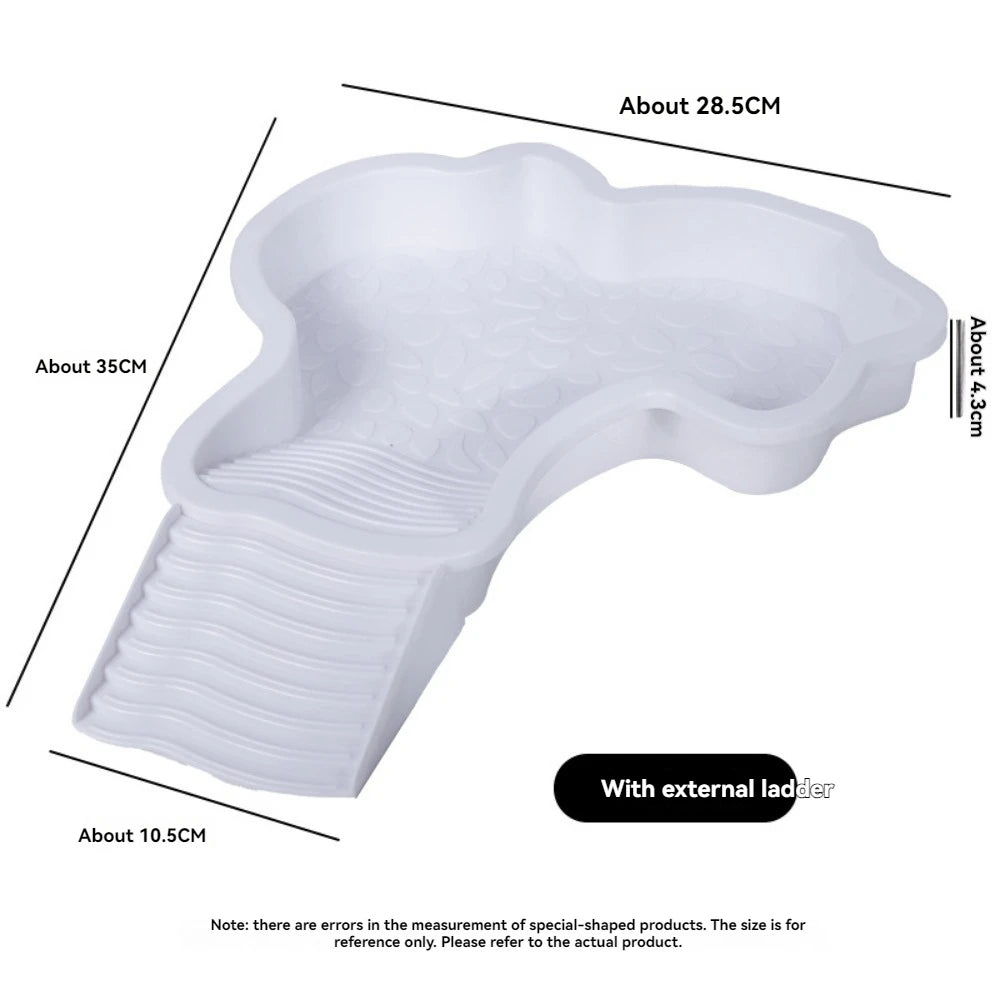 Reptile Bathing Pool Reptile Feeding Dish Water Bowl with Ramp Aquarium Ornament for Snake, Turtle, Bearded Dragon, Lizard Bath