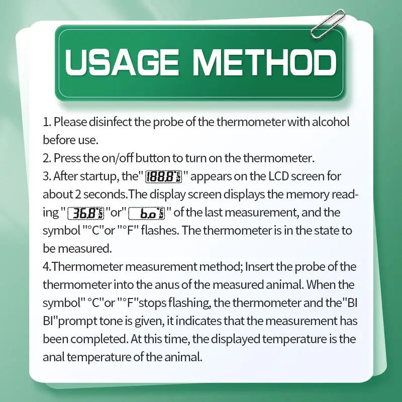 Professional Animal Digital Thermometer with Soft Probe Blue Digital Pet Dog Cat Veterinary Thermometer Waterproof Equipment