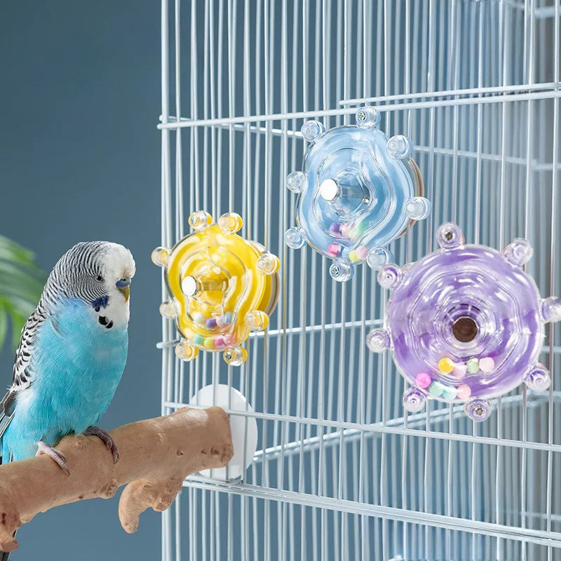 Parrot Wheel Interactive Turntable Toy For Birds Hang Toy With Sounding Ball Play Stand Cage Accessory Pet Supplies