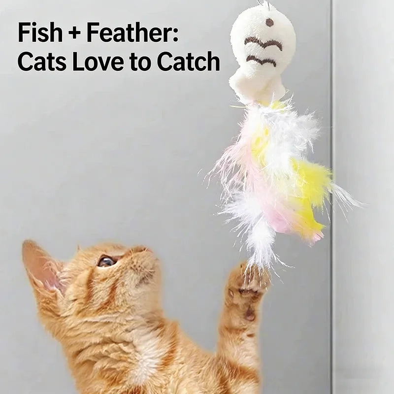 Cat Teaser Wand Steel Wire Dragon Cat Toy With Bell Fish Interactive Bite Resistant Durable Self Amusing Pet Toy For Cats