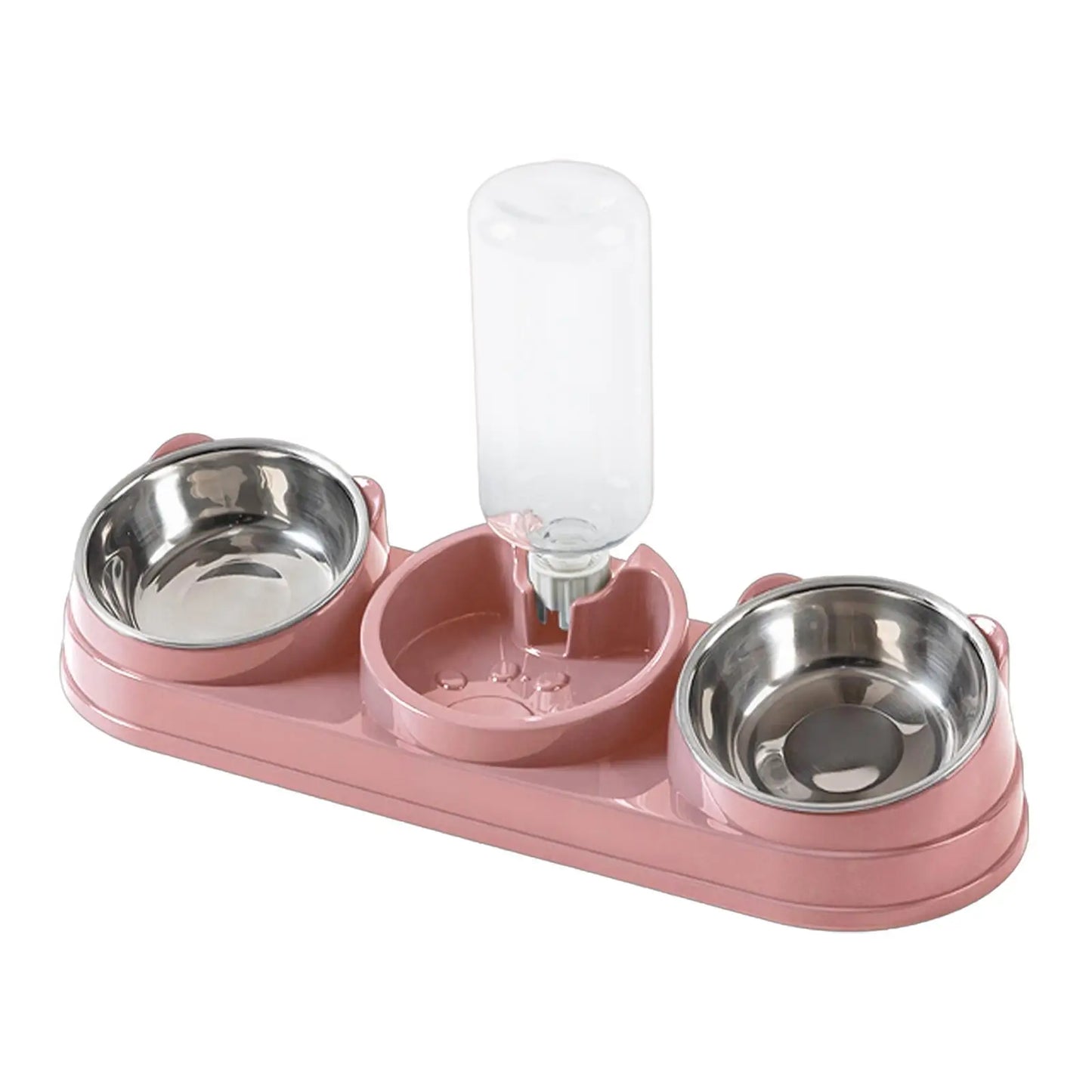 Triple Cat Bowl, Pet Food And Water Bowl, Tilted at 15°, 3 in 1, for Wet And