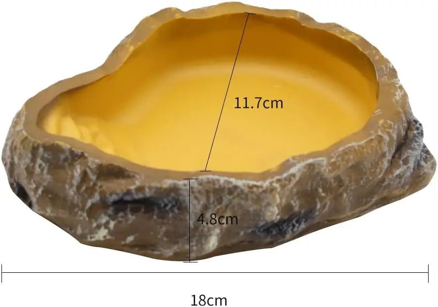 Reptile Worm Water Bowl Resin Rock Dish Plate Terrarium Tank Turtle Food Bowls for Lizard Snake Frog Scorpion Hamster Feeder