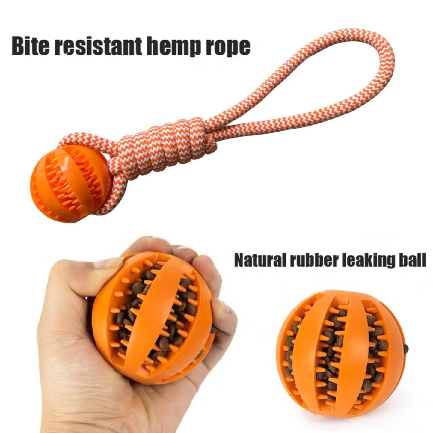 Interactive Dog Treat Ball with Rope