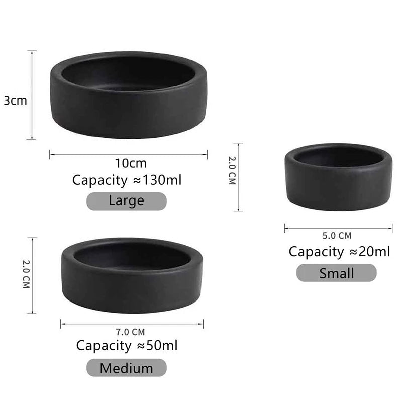 Reptile Food Bowl Anti-Escape Ceramic Feeder Dish Black White Reptile Water Bowl For Hermit Crab Gecko Chameleon Corn Snake