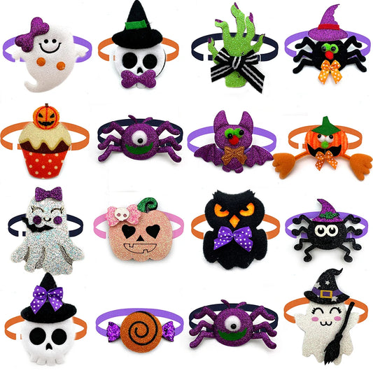 50/100pcs Halloween Fashion Pet Dog Grooming Bowtie Pumpkin Ghost Style Small Dog Cat Bow Tie Necktie for Dogs Pet Decoration