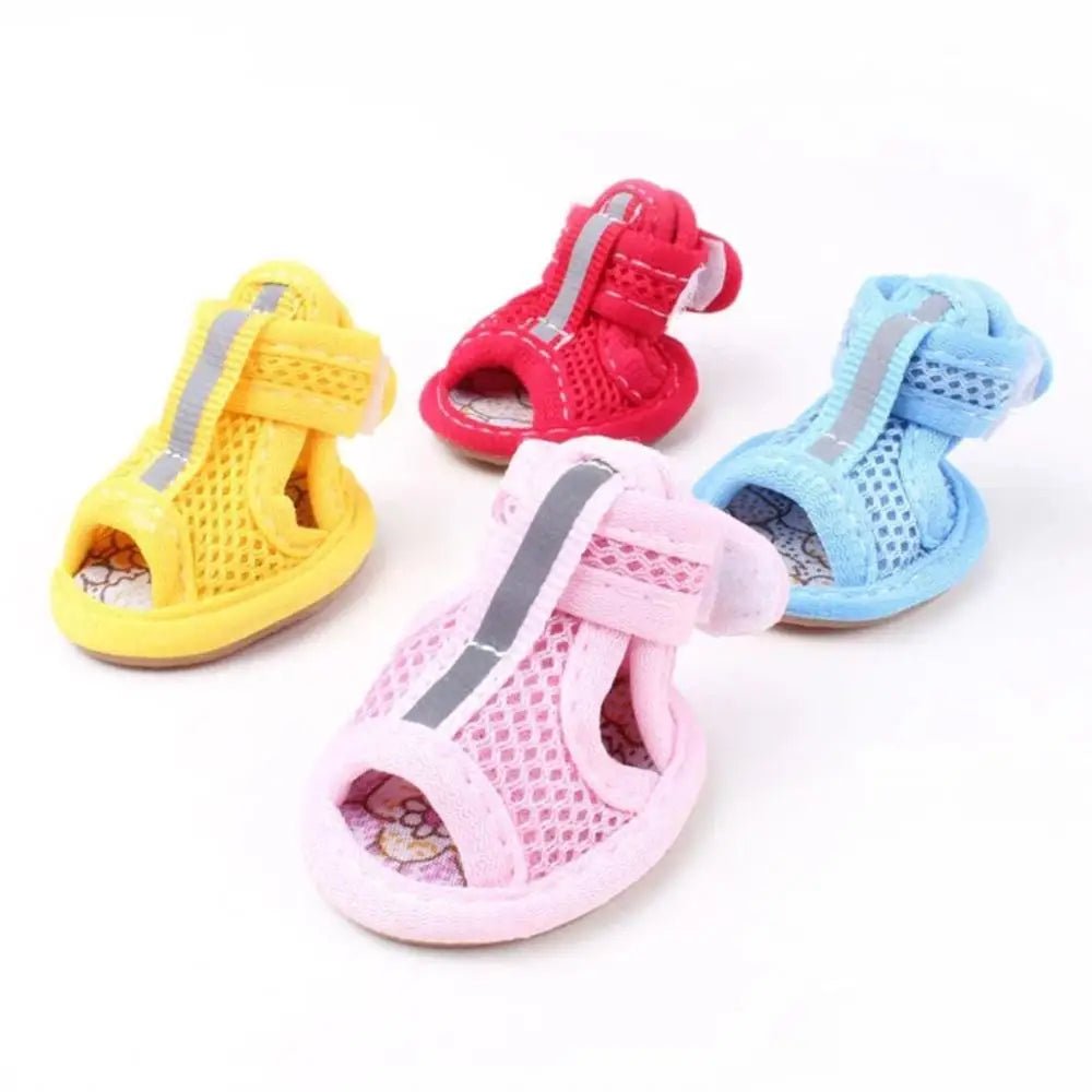 4pcs/pack Cute Casual Style Breathable Outdoor Spring Summer Wear Pet Supplies Dog Shoes Puppy Shoes Pet Sandals