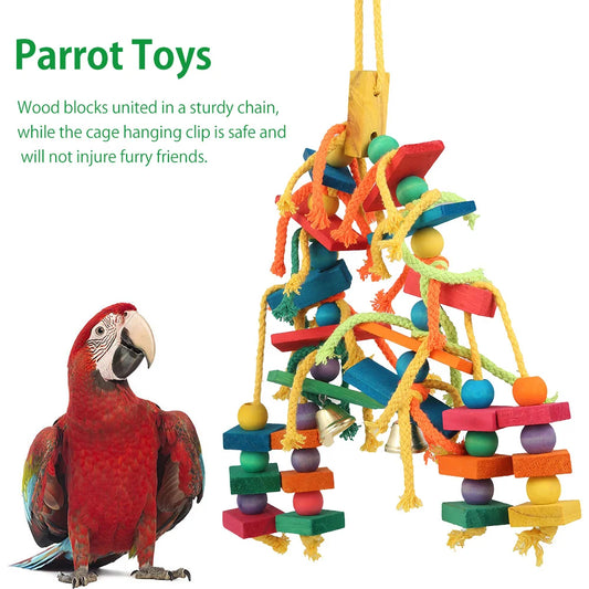 Natural Wood Parrot Bird Chew Toy For Beak Enrichment Safe Durable Parrot Toy For Indoor Play Non Toxic