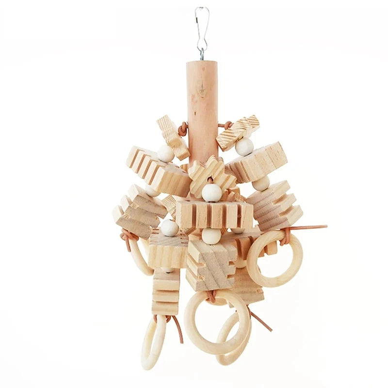 Large Parrot Toy Tearing Natural Wooden Blocks Bird Chewing Toy Parrot Cage Bite Toy Environmental Protection Bird Parrot Toy
