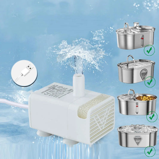 Pet fountain Motor Submersible Pump Silent USB Cat Water Fountain Quiet Feeding Supplies for Pet Drinking Dispenser replacement