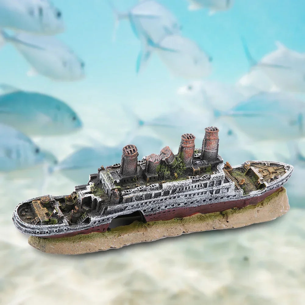 AquaDream Titanic Shipwreck Aquarium Ornament
