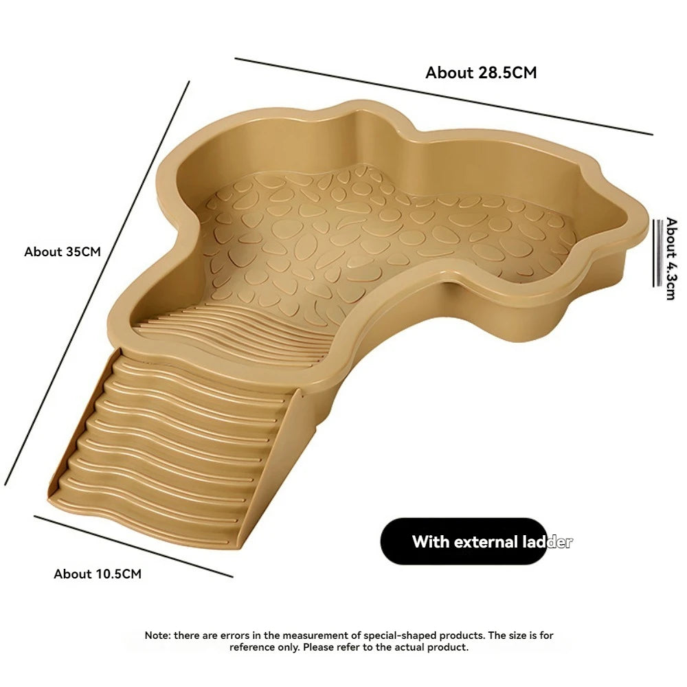 Reptile Bathing Pool Reptile Feeding Dish Water Bowl with Ramp Aquarium Ornament for Snake, Turtle, Bearded Dragon, Lizard Bath