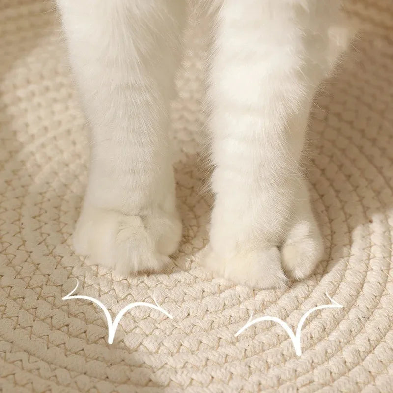 Cat Bed Pet Nest Pure Manual Rattan Woven Cattailgrass Cat Scratch Board Removable Washable Winter Warm Pad All-Season