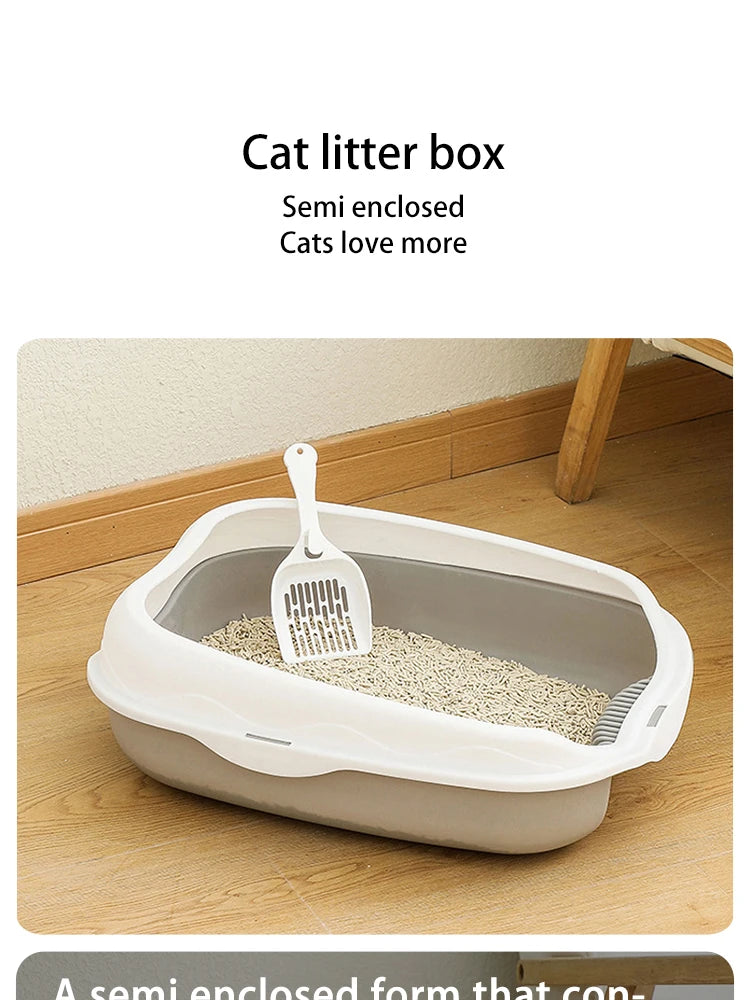 Semi-Enclosed Cat Litter Box