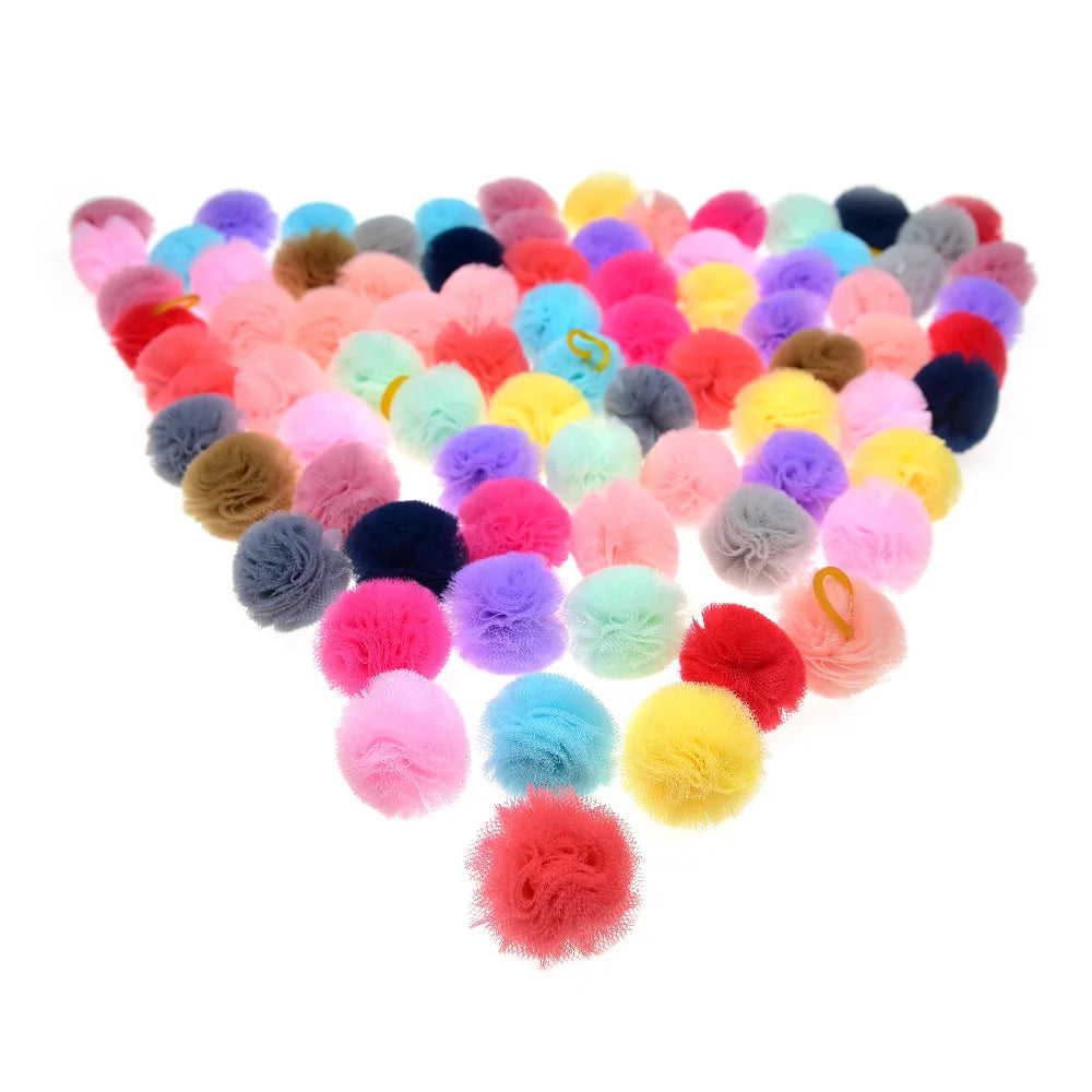 New 50/100pcs Pet Dog Hair Accessories Samll dog Puppy Cat Hair Bows Round Lace Bows rubber bands Pet Grooming products