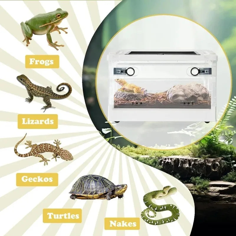 Transparent Reptile Breeding Enclosure Cage For Amphibians Bearded Dragon Plastic Feeding Box Habitat Box For Lizard