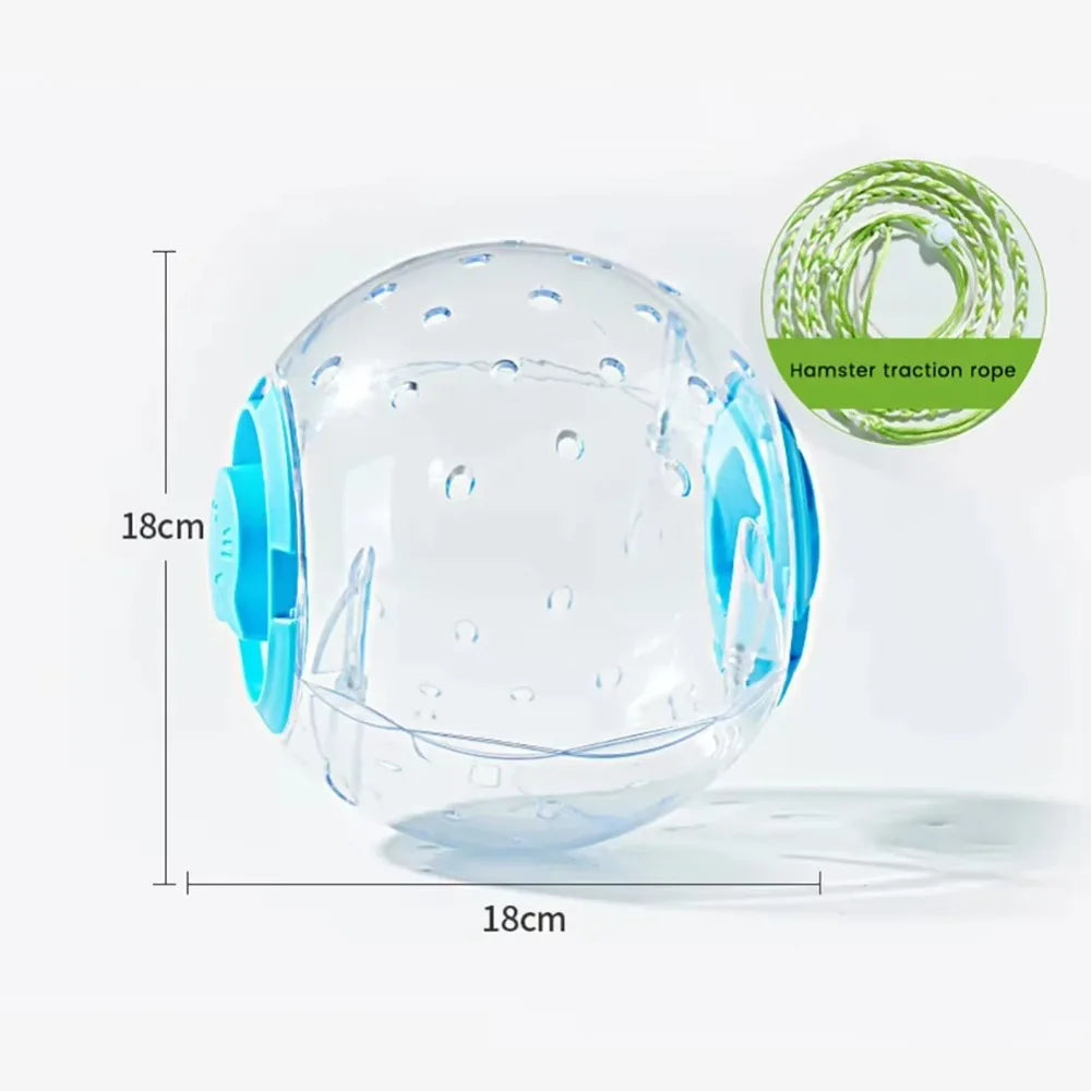 New 14cm/18cm Hamster Exercise Ball Traction Rope Transparent Running Ball Multi Purpose Multi-function Pet Supplies