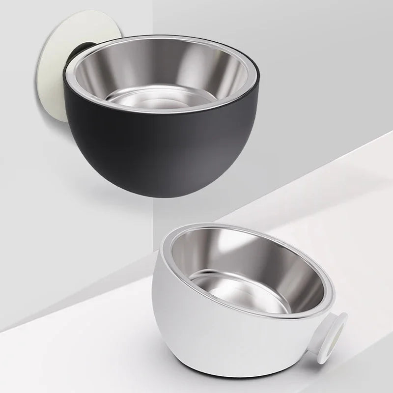 Stainless Steel Wall Mount Dog Bowl Anti Spill Magnetic Elevated Pet Food Bowl Fixed Mounted Cat Bowl Dishwasher Safe Hot Item