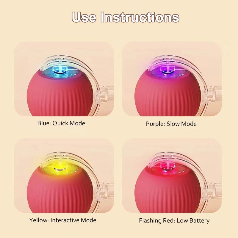 Smart Pet Toy 360° Automatic Interactive Dog Smart Ball Toy with Rope Interactive Cat Toys USB Charger Rolling Ball for Cats