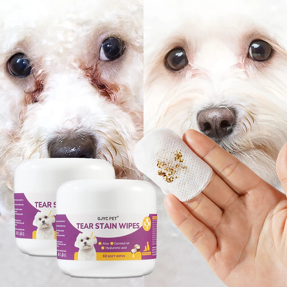 1-Pack Gentle Pet Eye Wipes - Plant Extracts No Irritation Tear Stain Remover for Cats Dogs Portable Eye Care Essentials