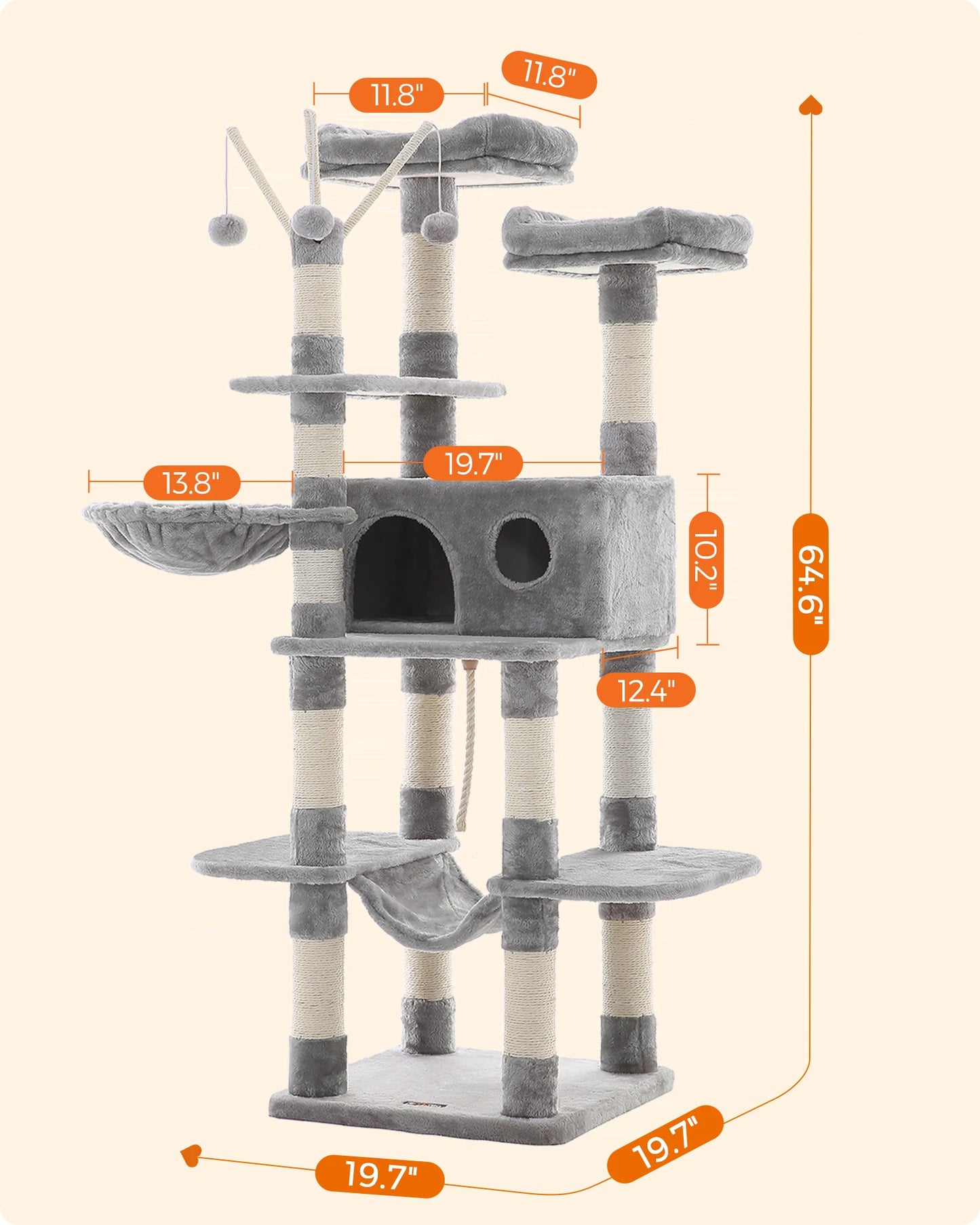 Title (SEO, ≤40 chars): Feandrea XL Cat Tree Cave 5 Levels