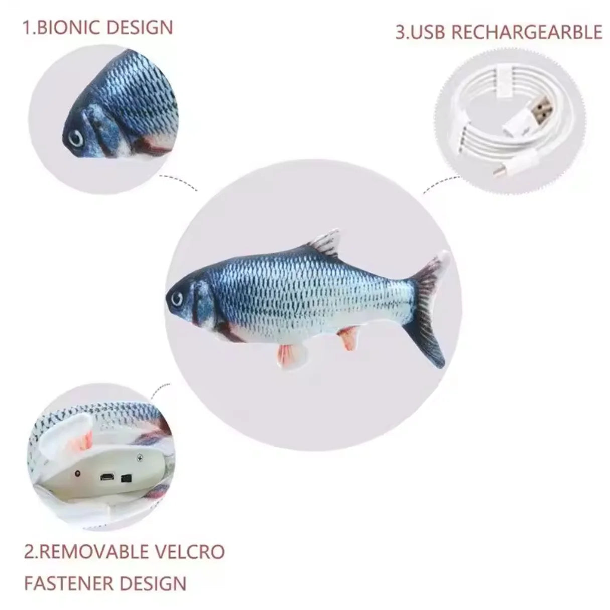 Cat Dog Toy Fish USB Charging Electric Floppy Simulation Fish Interactive Training Teeth Grinding Pet Chew Toys