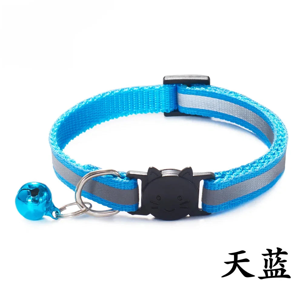 Reflective Breakaway Cat Collars with Bells Safety Buckle Adjustable Kitten Collar for Female and Male Cats