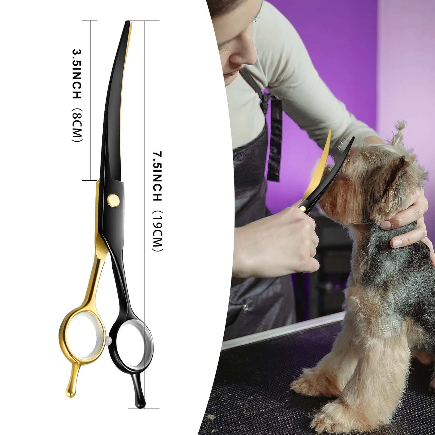 7.5" Professional Pet Curved Scissors Dog Curved Grooming Scissors For Dog&Cat Curved Shear As Dog Supplies Equipment