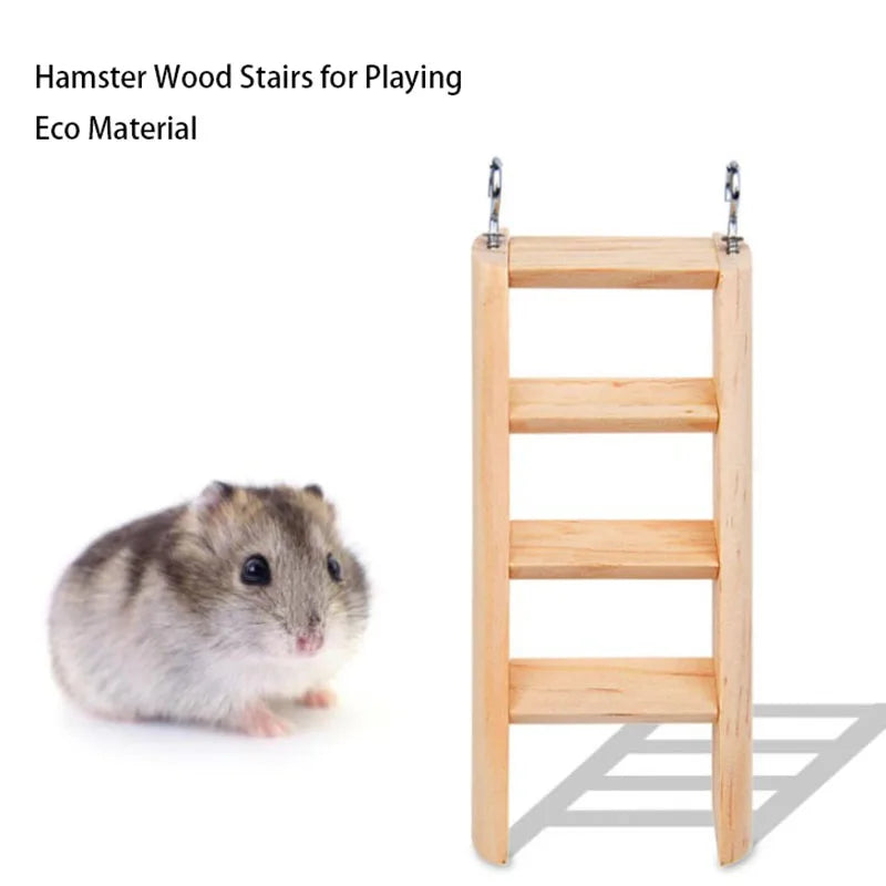 WoodlandWhiskers Wooden Ladder For Hamsters And Small Pets 15cm By 6.5cm - Natural Color Durable Wood Accessory