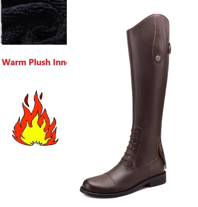 Leather Knee High Equestrian Boots Durable Non Slip Zipper
