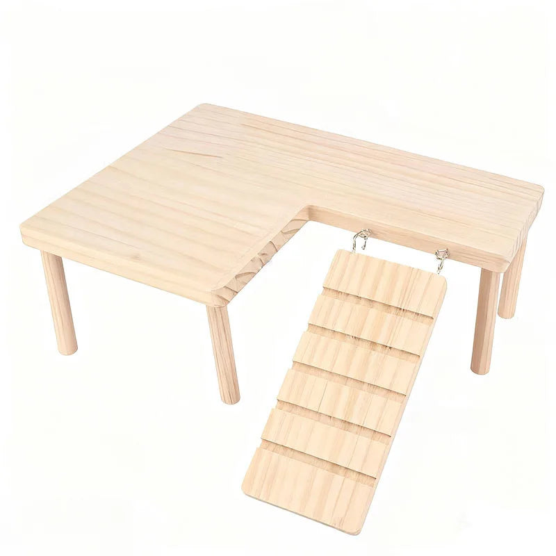 Hamster Wooden Play Platform Ladder Small Animal Climbing Stair Jumping Shelf Cage Toy for Dwarf Hamster Mice