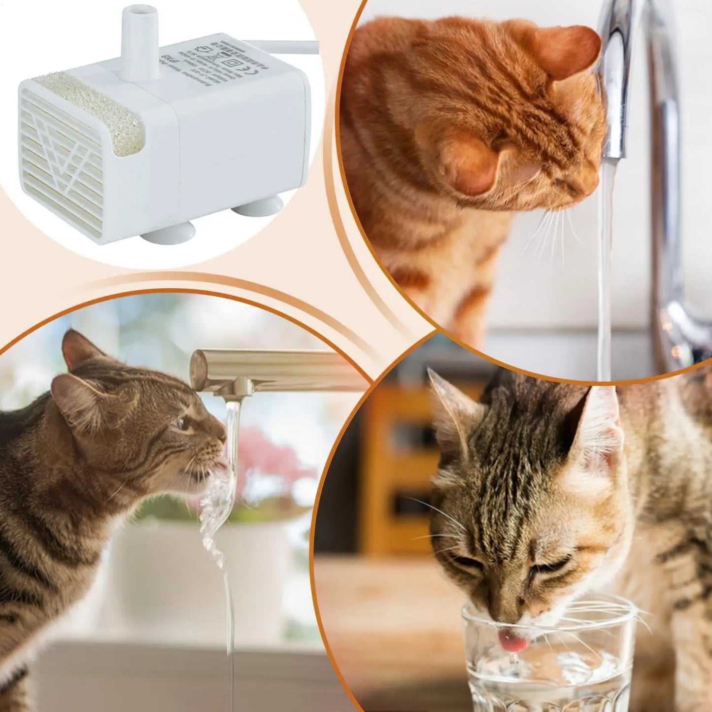 Pet Cat Water Fountain Pump Replacement Quiet Feeding Durable Safe Supplies for Drinking Dispenser Indoor Home Apartment