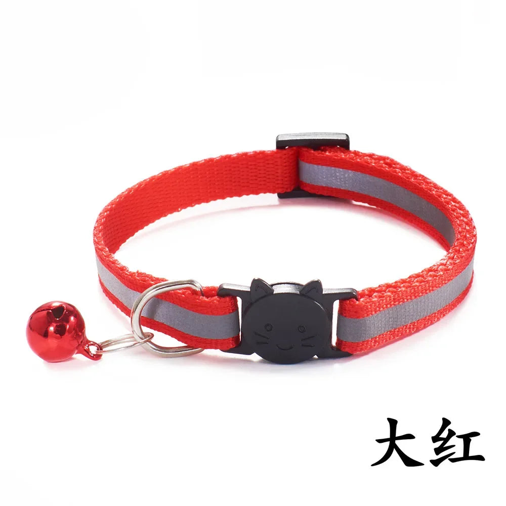 Reflective Breakaway Cat Collars with Bells Safety Buckle Adjustable Kitten Collar for Female and Male Cats