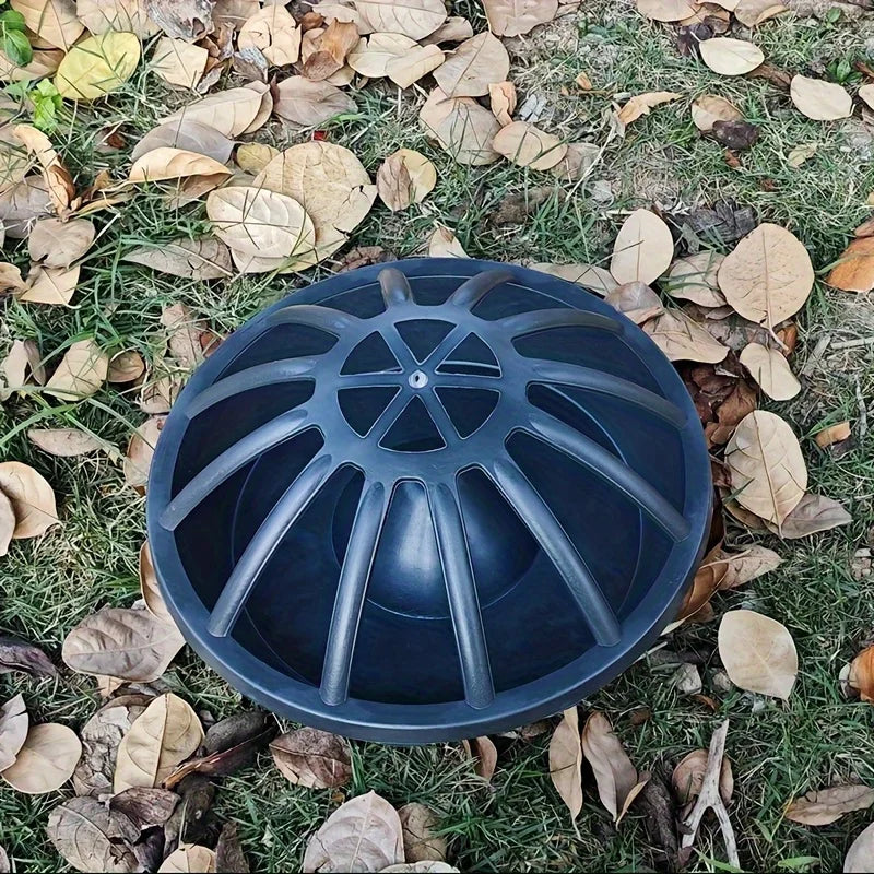 1Pc Durable Plastic Poultry Feeder, Suitable for Chickens, Ducks, and Geese - Non-Electric, Easy-To-Clean Round Feeding Trough with Safety Cover, Suitable for Farm and Backyard Poultry Feeding, Non-Tip-Over Poultry Feeding Tr