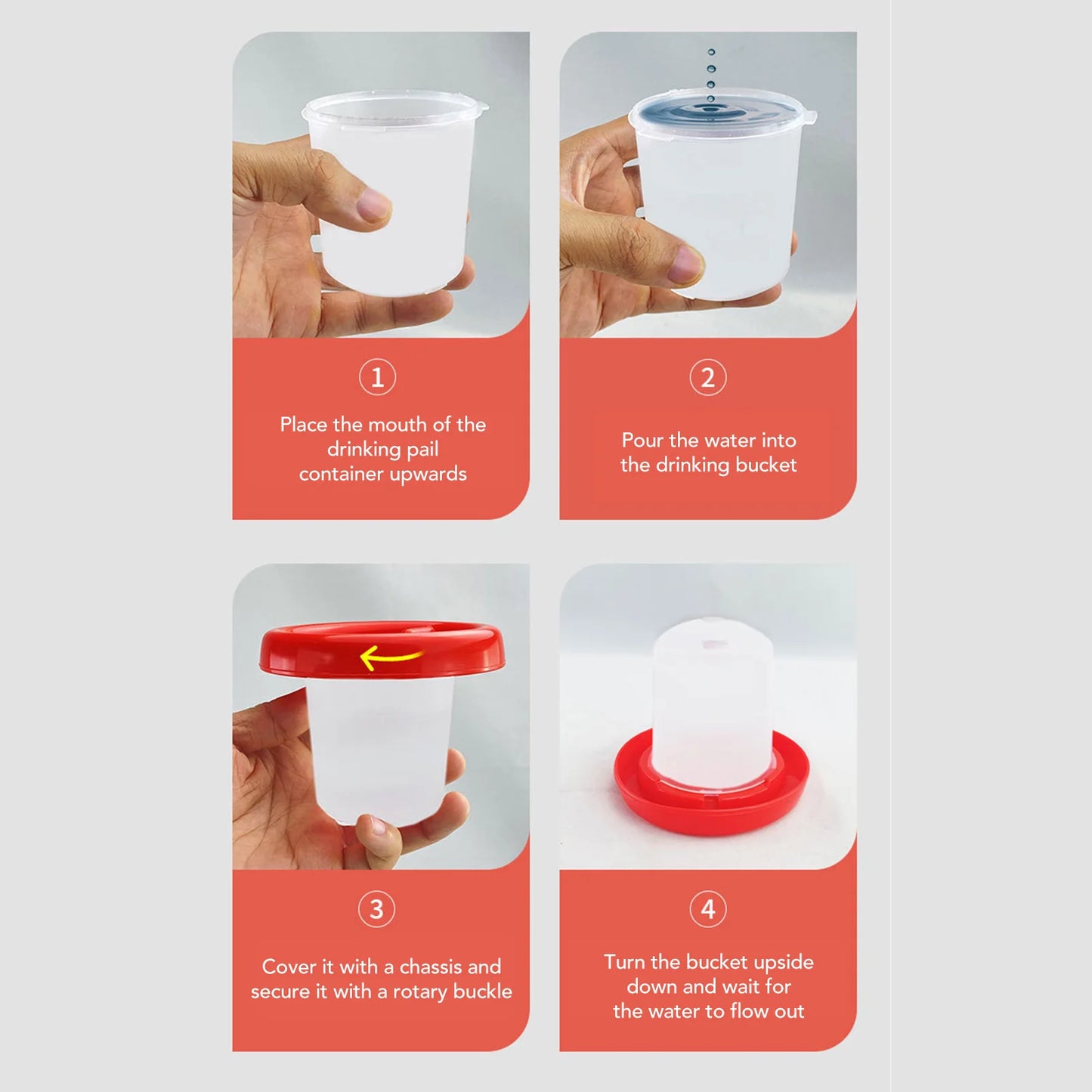 Chick Feeder and Waterer Kit Plastic Rotary Sleeve Design Automatic Feeding and Watering Bucket for Pigeons Chicks Poultry