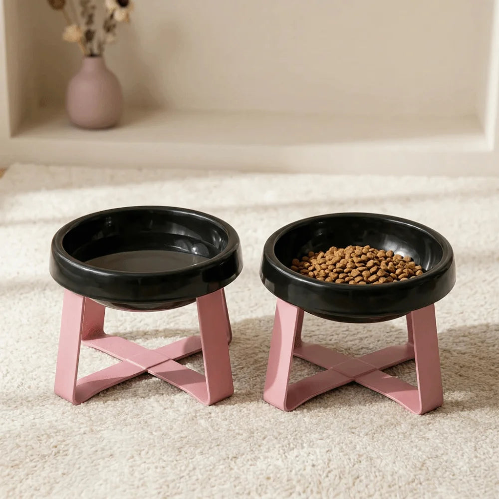 Pet Supplies Large Diameter Elevated Cat Bowl Anti-knock Anti-leakage High Foot Bowl Anti-spill Anti-choke Water Bowl Indoor Use