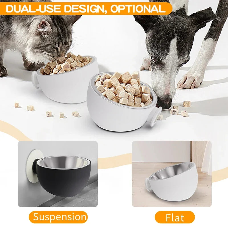Stainless Steel Wall Mount Dog Bowl Anti Spill Magnetic Elevated Pet Food Bowl Fixed Mounted Cat Bowl Dishwasher Safe Hot Item