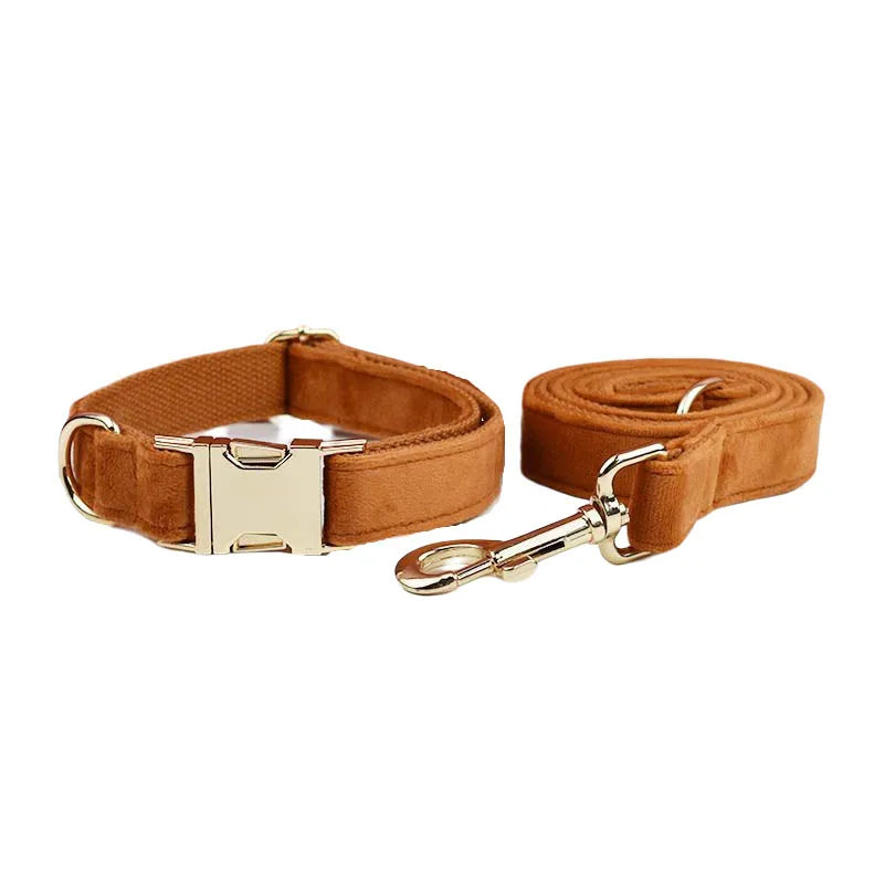 Ancient Pottery Velvet Dog Collar And Leash Set For Dogs Custom Engraved Nameplate Pet Supplies Dog Leash Velvet 21